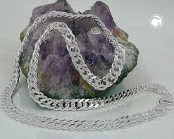 Kette Collier aus 925 Echt Silber, Doppelpanzer Silberkette, 50cm