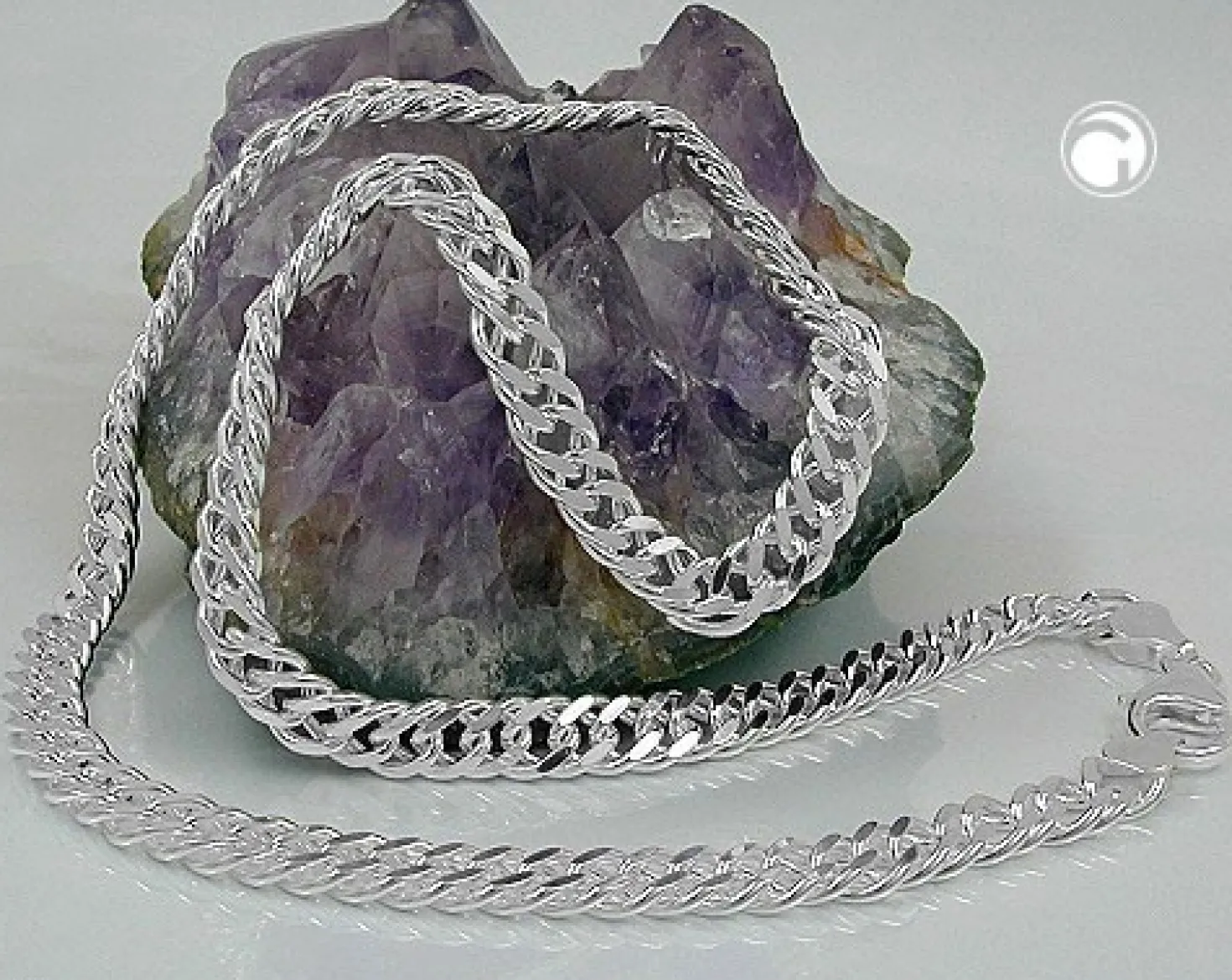 Kette Collier aus 925 Echt Silber, Doppelpanzer Silberkette, 50cm