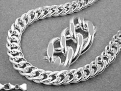 Kette Collier aus 925 Echt Silber, Doppelpanzer Silberkette, 50cm