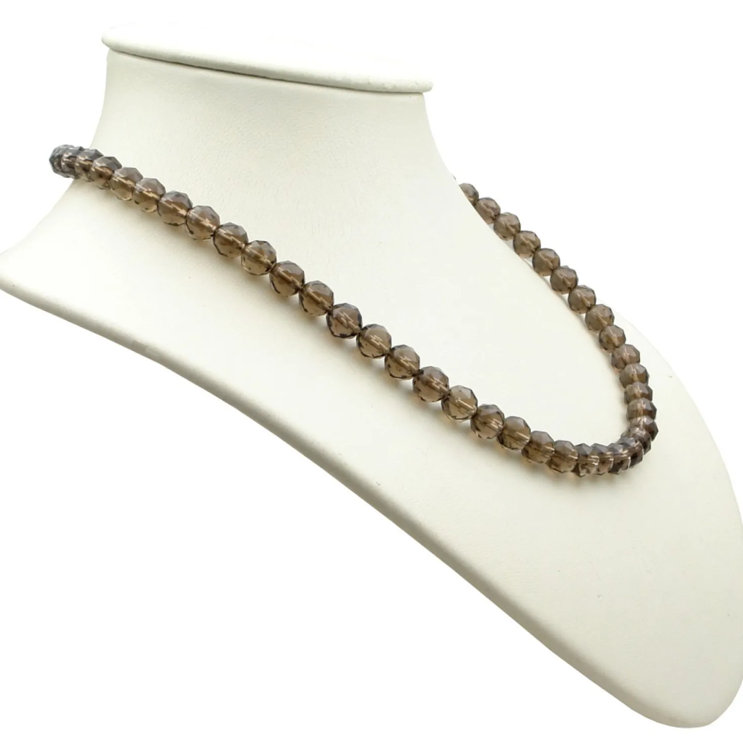 Kette Collier aus Rauchquarz braun facettiert Edelsteinkette Halskette Damen