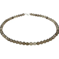Kette Collier aus Rauchquarz braun facettiert Edelsteinkette Halskette Damen