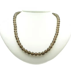 Kette Collier aus Rauchquarz braun facettiert Edelsteinkette Halskette Damen
