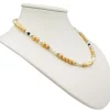Kette Collier aus Süßwasser Perlen Multicolor aprikose creme-weiß schwarz 49cm