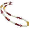 Kette Collier aus Süßwasser Perlen Multicolor creme-weiß gold pflaume bunt 49cm