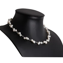 Kette Collier aus Süßwasser Perlen, 3-reihig, creme-weiß, Perlenkette