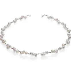 Kette Collier aus Süßwasser Perlen, 3-reihig, creme-weiß, Perlenkette