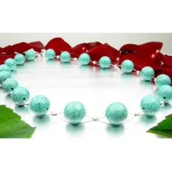 Kette Collier aus Türkis-Howlith Ø12mm 48cm Türkiskette Halskette Damen