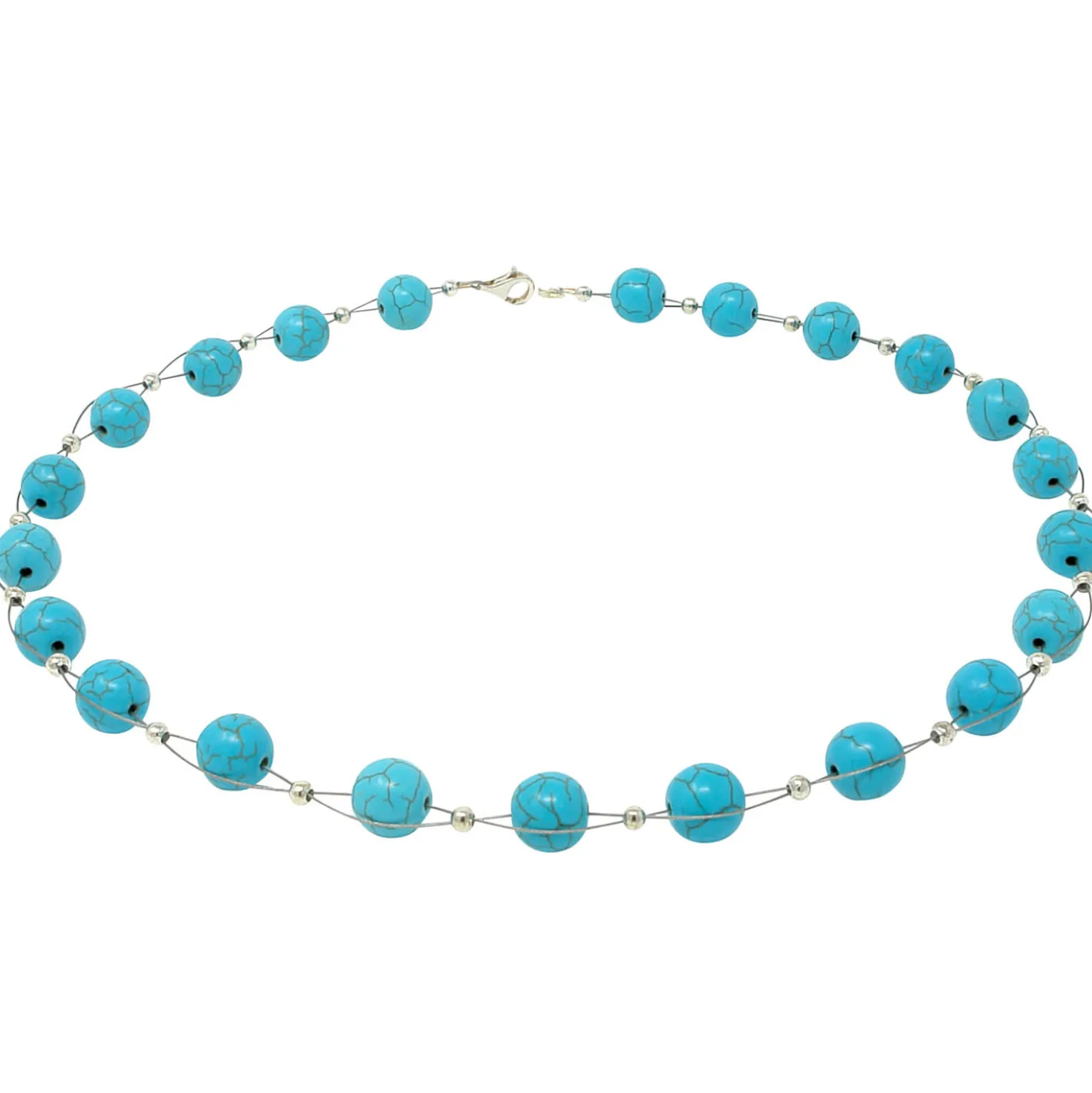 Kette Collier aus Türkis-Howlith, Ø10mm, Länge 48cm