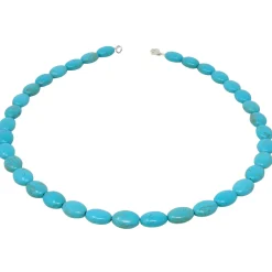 Kette Collier aus Türkis-Howlith, oval, Halsschmuck Halskette schlicht