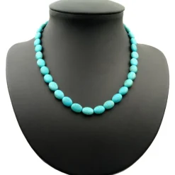 Kette Collier aus Türkis-Howlith, oval, Halsschmuck Halskette schlicht