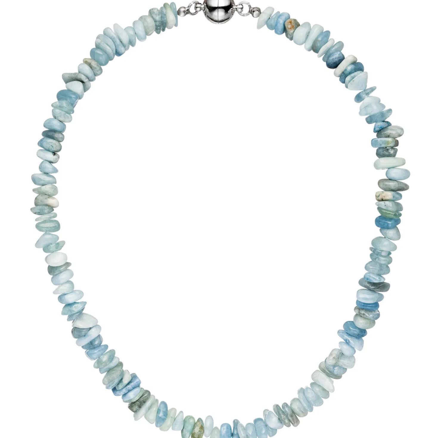 Kette Collier Halskette Aquamarin hellblau blau Edelsteinkette Halsschmuck 45cm