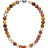 Kette Collier Halskette Kugelkette Mookait 12mm multicolor Edelsteinkette 45cm
