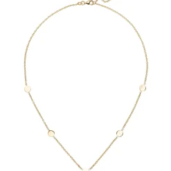 Kette Collier Halskette mit 5 Plättchen flach glänzend 375 Gold Gelbgold 41-43cm