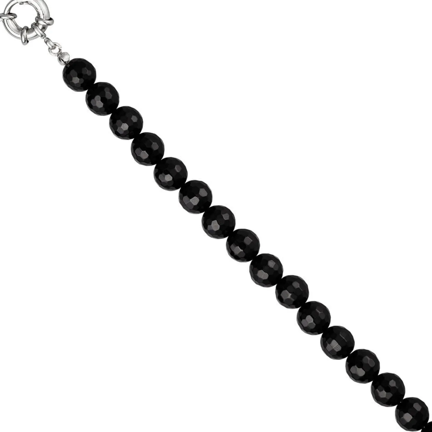 Kette Collier Halskette Onyx schwarz facettiert Edelstahl 60cm Edelsteinkette