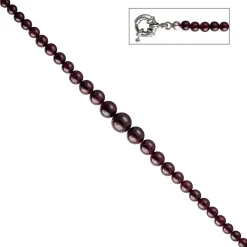 Kette Collier im Verlauf Edelsteinkette, Granat, Federring, 45cm