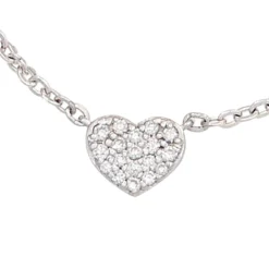 Kette Collier mit Anhänger Herz 26 Brillanten 0.1Ct 585 Gold Weißgold 45cm