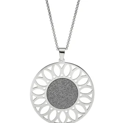 Kette Collier mit Anhänger in Form einer Sonnenblume, rund, Edelstahl 80cm
