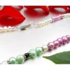 Kette Collier Süßwasser Perlen Multicolor pink hellgrün creme-weiß schwarz 48cm