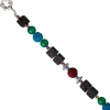 Kette Halskette Collier Multicolor mit Lava Achat Hämatin, 48cm, Damen