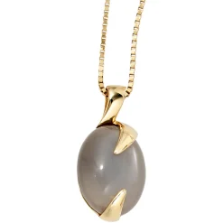 Kettenanhänger Anhänger 12x23,6mm mit Mondstein 585 Gold Gelbgold für Damen