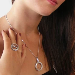 Kettenanhänger Anhänger 42x27mm mit Zirkonia 925 Echt Silber Halsschmuck Damen