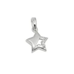 Ketten-Anhänger 9mm Stern Sternchen mit Ausschnitt 5 Spitzen Zirkonia 925 Silber