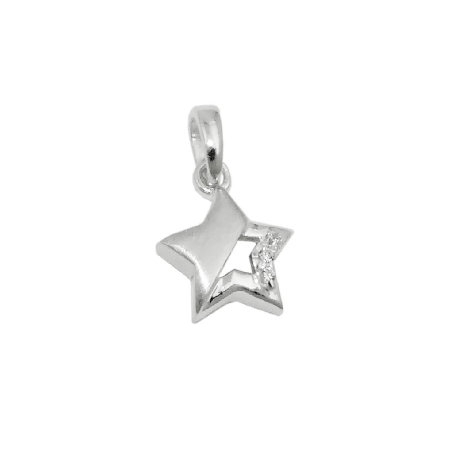 Ketten-Anhänger 9mm Stern Sternchen mit Ausschnitt 5 Spitzen Zirkonia 925 Silber