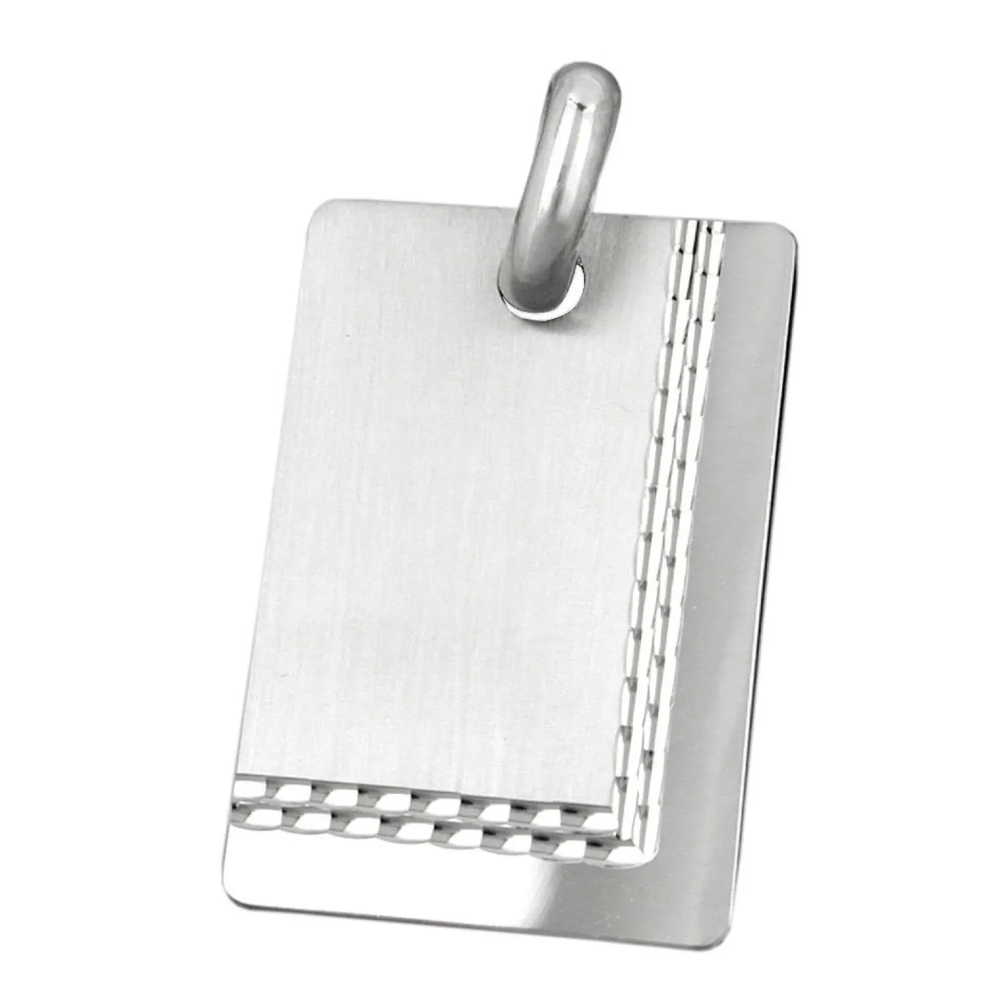 Ketten-Anhänger 30x20mm Gravurplatte mit Muster am Rand rechteckig 925 Silber