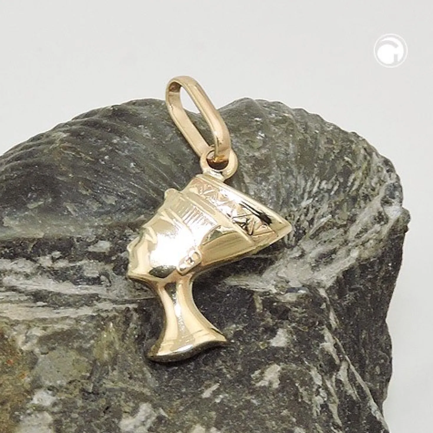 Ketten-Anhänger 15x10mm Pharao Nofretete aus 375 Gold Gelbgold Halsschmuck