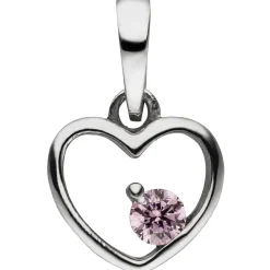 Kinder Anhänger Herz aus 925 Silber mit Zirkonia pink Halsschmuck 8,6x8mm
