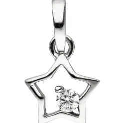 Kinder Anhänger Stern Sternchen 925 Silber Zirkonia weiß Halsschmuck 8,6x8mm