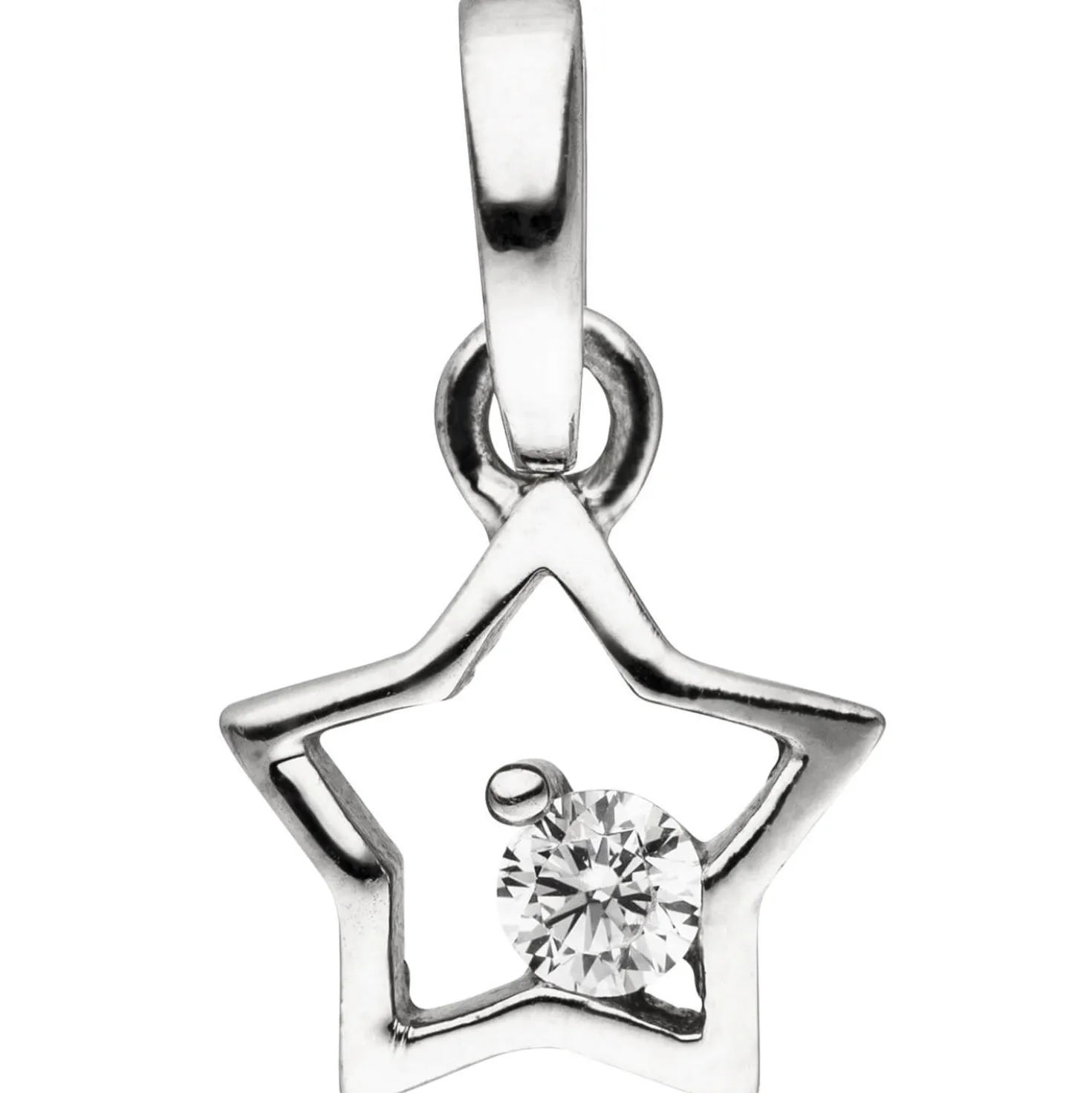 Kinder Anhänger Stern Sternchen 925 Silber Zirkonia weiß Halsschmuck 8,6x8mm