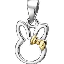 Kinder Anhänger 7,5x11mm Hase aus 925 Silber bicolor vergoldet rhodiniert