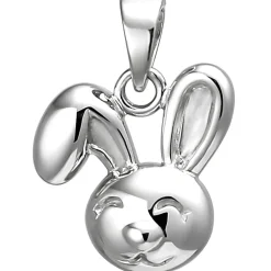 Kinder Anhänger 11,8x11,7mm Hase aus 925 Silber Silberanhänger rhodiniert