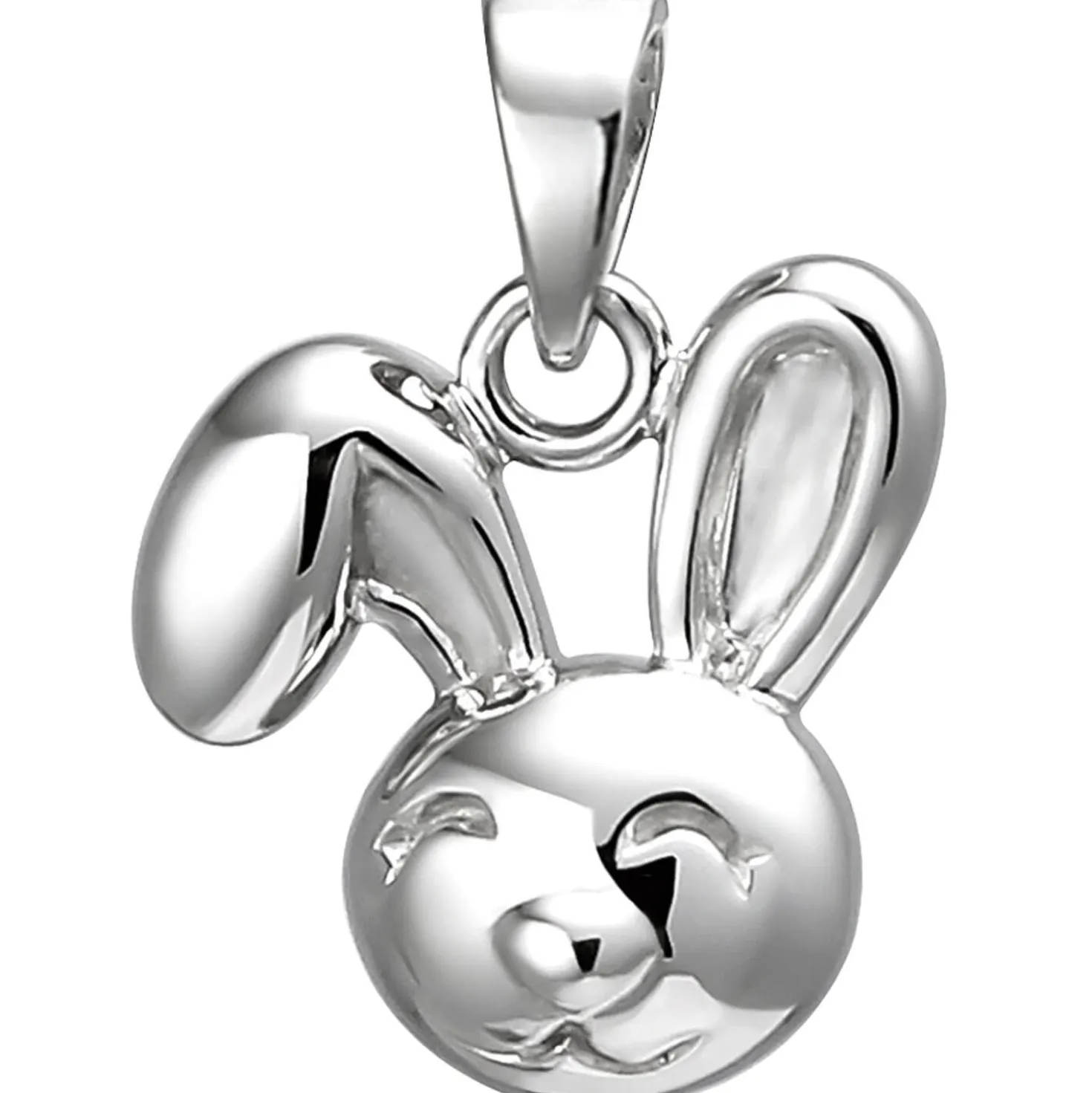 Kinder Anhänger 11,8x11,7mm Hase aus 925 Silber Silberanhänger rhodiniert