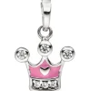 Kinder Anhänger 9,7x10,8mm Krone rosa mit Zirkonia an Spitzen 925 Silber