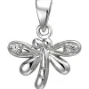Kinder Anhänger 12,5x11,6mm Libelle aus 925 Silber mit 2 Zirkonia rhodiniert