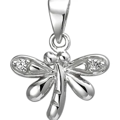 Kinder Anhänger 12,5x11,6mm Libelle aus 925 Silber mit 2 Zirkonia rhodiniert