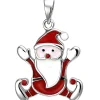 Kinder Anhänger 17,4x21,1mm Weihnachtsmann Santa aus 925 Silber rot-weiss