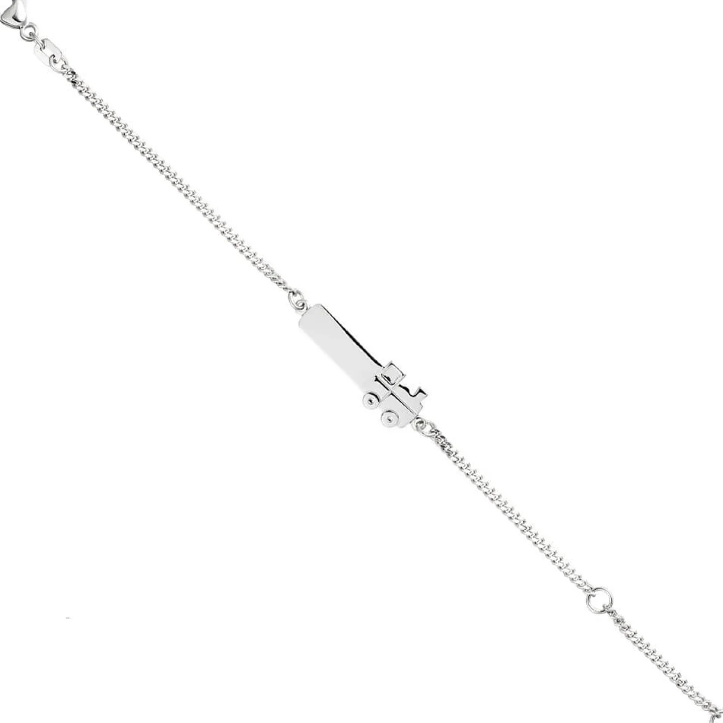 Kinder Armband Gravurplatte Schildband, Lokomotive Dampflok, 925 Silber, 12-14cm