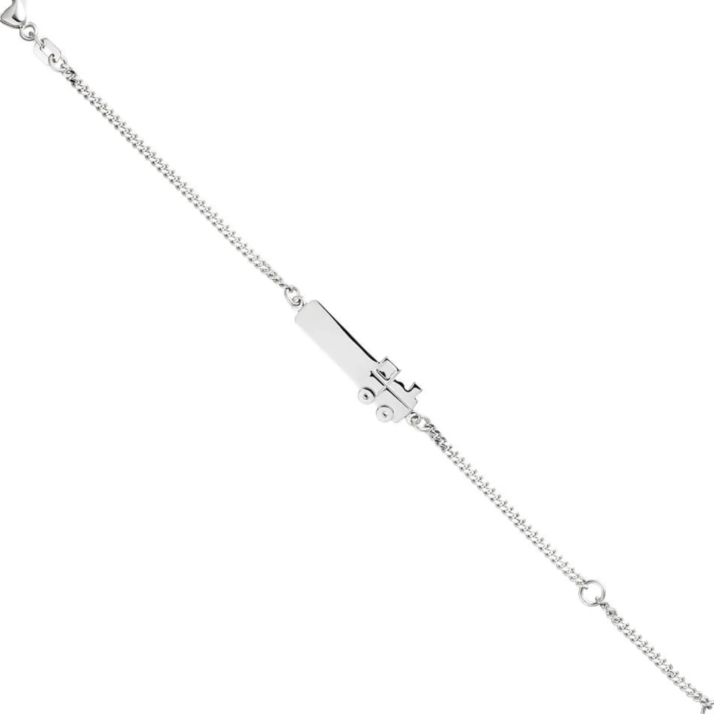 Kinder Armband Gravurplatte Schildband, Lokomotive Dampflok, 925 Silber, 12-14cm