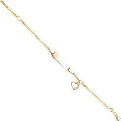Kinder Armband Gravurplatte Schildband mit Herz Herzchen, 333 Gelbgold, 12-14cm