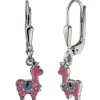 Kinder Ohrhänger Lama 925 Silber pink-lila-blau Lackeinlagen Ohrschmuck Ohrringe