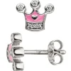 Kinder Ohrstecker Krone rosa mit Zirkonia an Spitzen, 925 Silber, Ohrschmuck