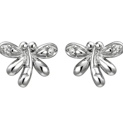 Kinder Ohrstecker Libelle aus 925 Silber mit 4 Zirkonia Ohrschmuck rhodiniert