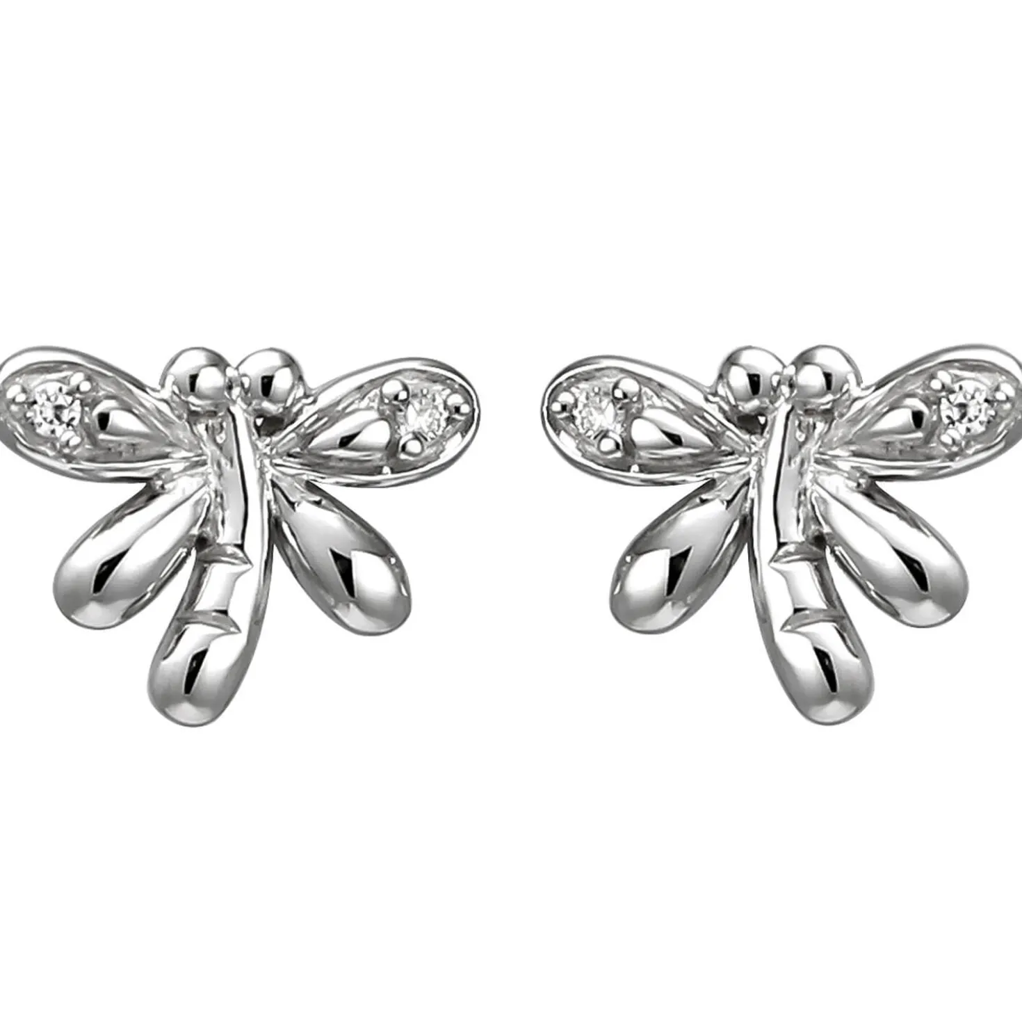 Kinder Ohrstecker Libelle aus 925 Silber mit 4 Zirkonia Ohrschmuck rhodiniert