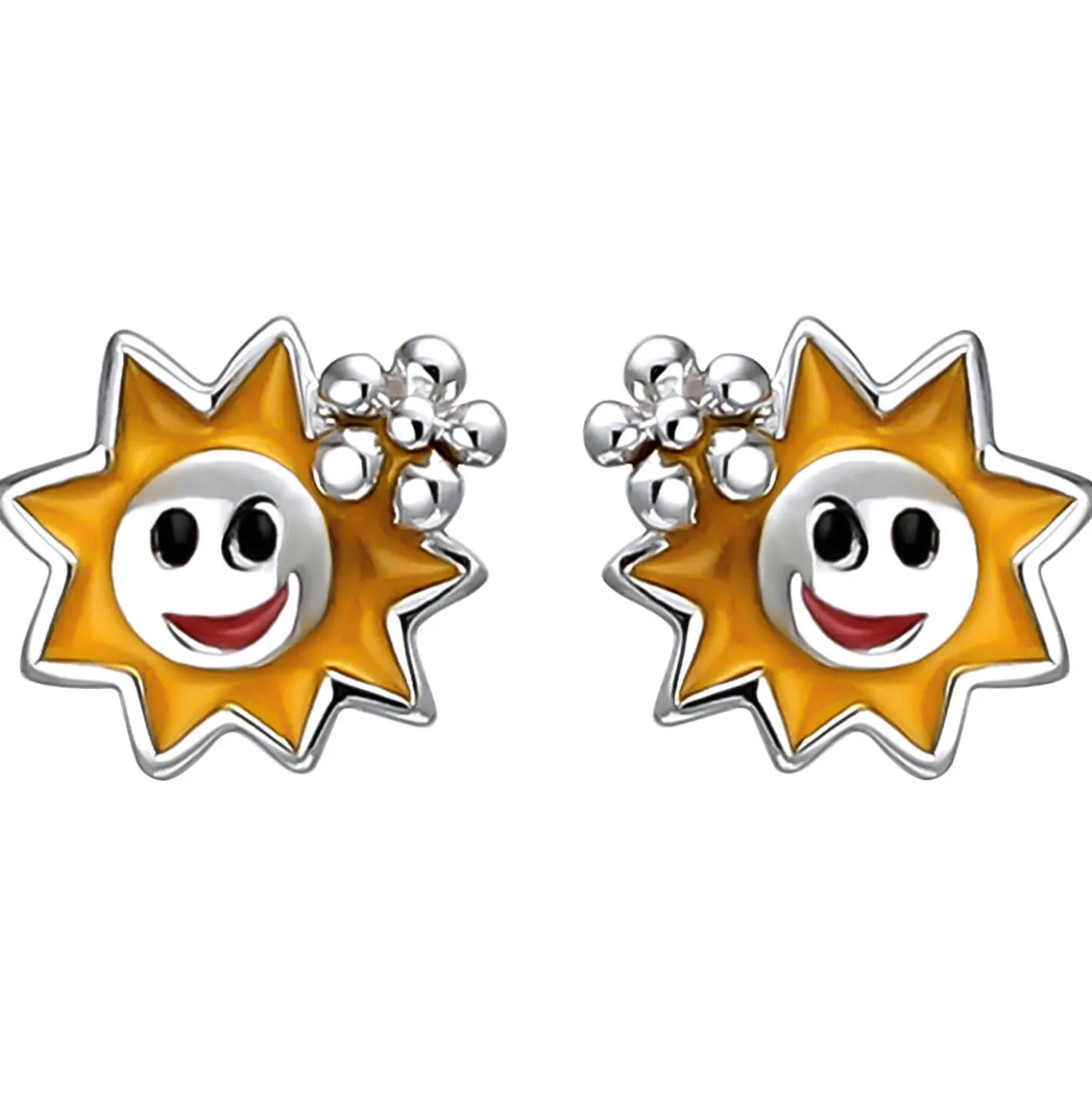 Kinder Ohrstecker Sonne aus 925 Silber mit Lackeinlagen multicolor Ohrschmuck