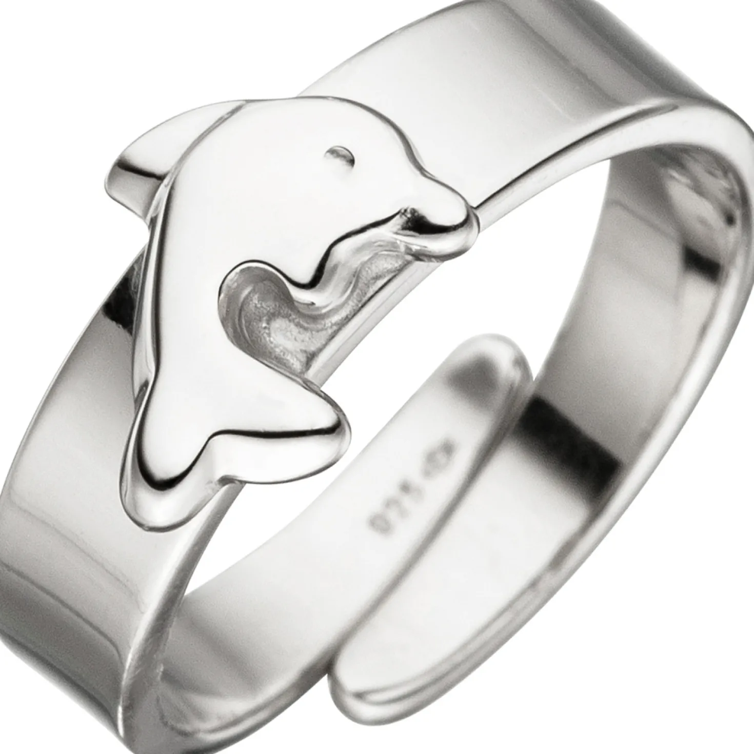 Kinderring Delfin Ring für Kinder aus 925 Silber Silberring verstellbare Größe