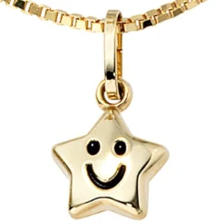 Kinder Schmuck Anhänger 7,8x10,2mm Stern mit Gesicht 333 Gold Gelbgold
