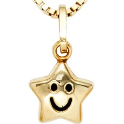 Kinder Schmuck Anhänger 7,8x10,2mm Stern mit Gesicht 333 Gold Gelbgold